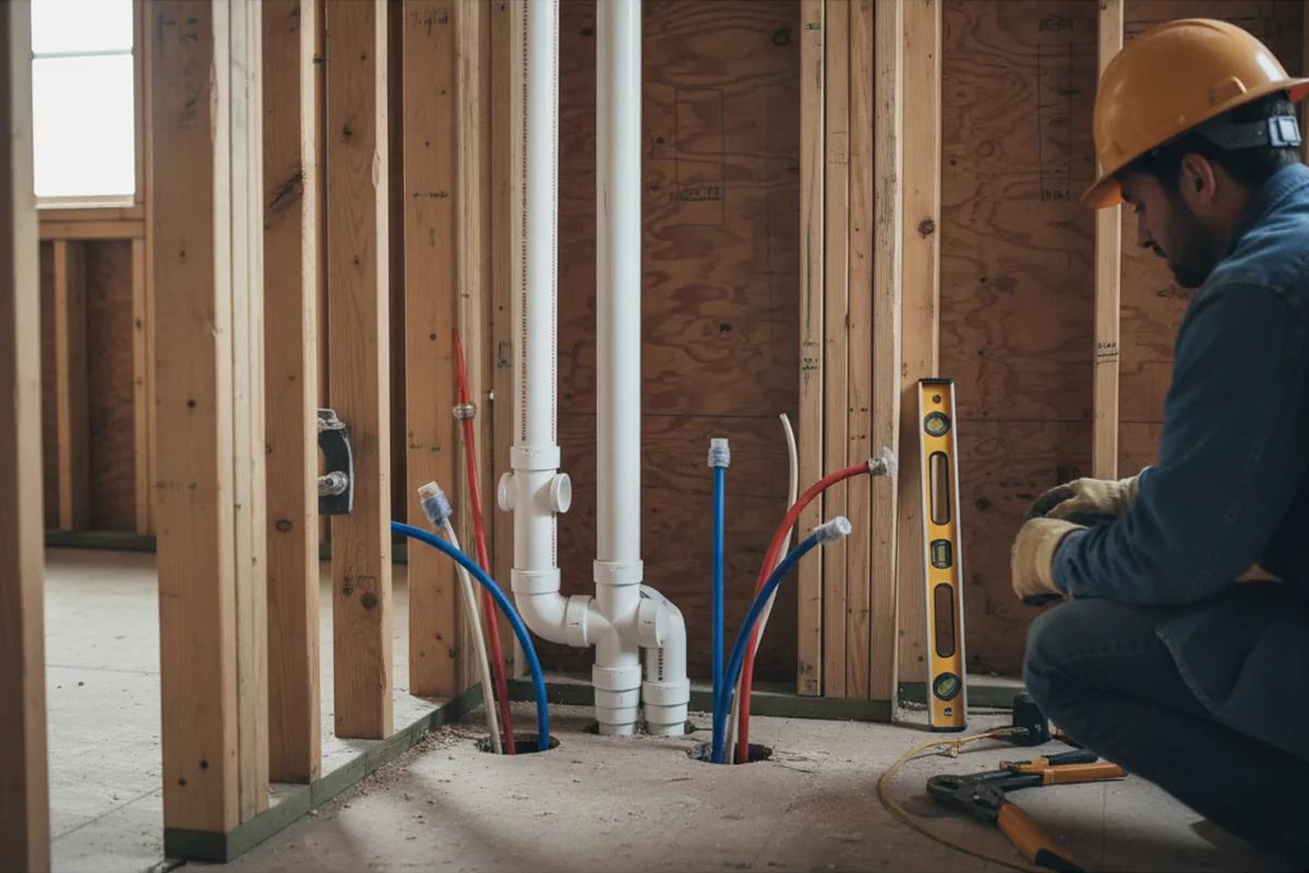 Drain and supply rough-in during Garbage Disposal Repair in Fletcher